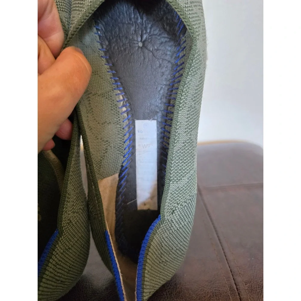 Rothy's Army Green Pointed Toe‎ Resort Footfriendly Ballet Flats sz 9.5